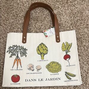 French DANS DE JARDIN In The Garden Cotton Canvas Tote Reusable Tote Bag